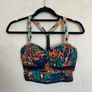 Athleta Wmn's 34 B/C Hanalei Bikini Top ONLY Tropical Print Underwire Adjustable